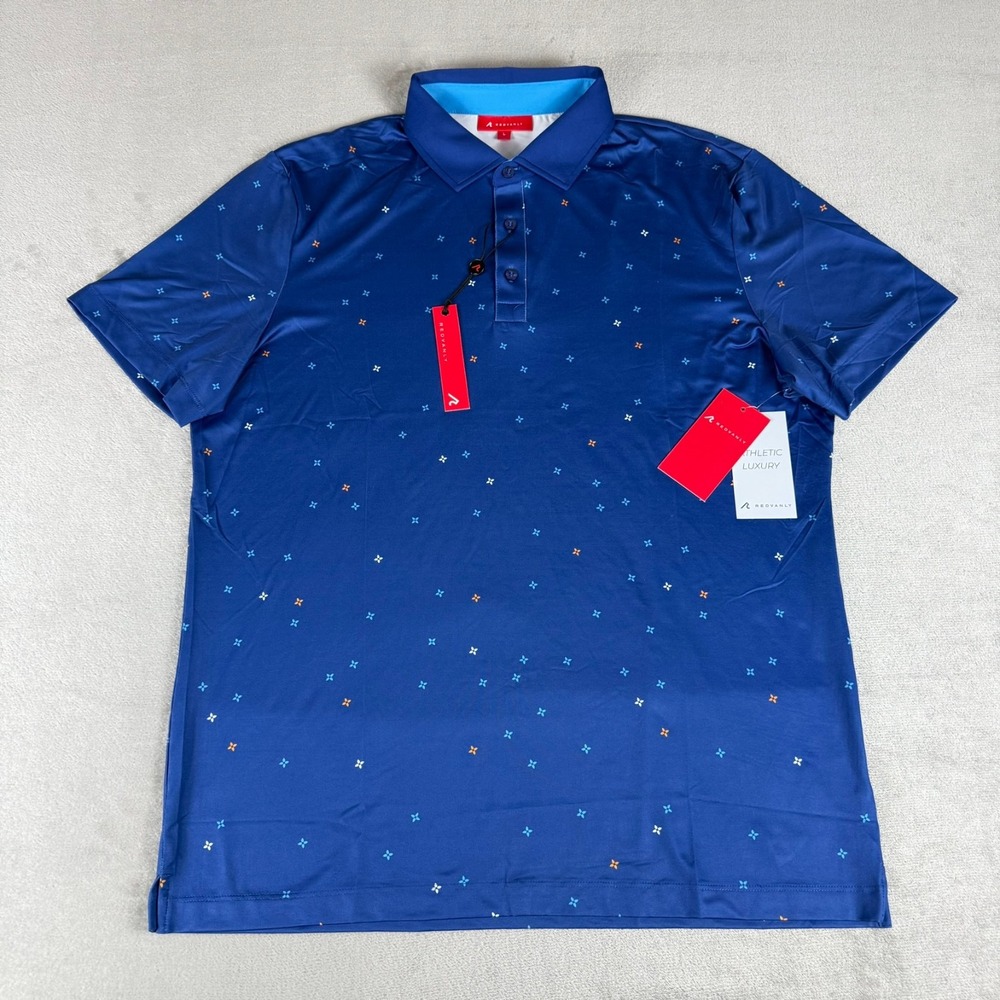 Redvanly Savile Polo Shirt Mens Large Mazarine Blue Performance Golf $110 NWT